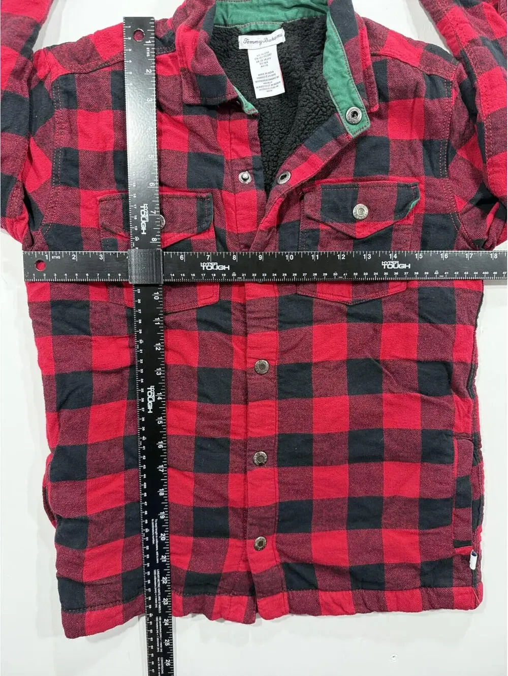 Tommy Bahama Boys XL 14 Red Buffalo Plaid Sherpa Lined Shacket Jacket